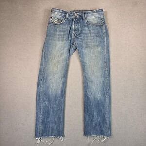 Diesel Jeans Mens 30x29 Blue Safado Slim Straight Italy 0826D Raw Hem Tag 33x32
